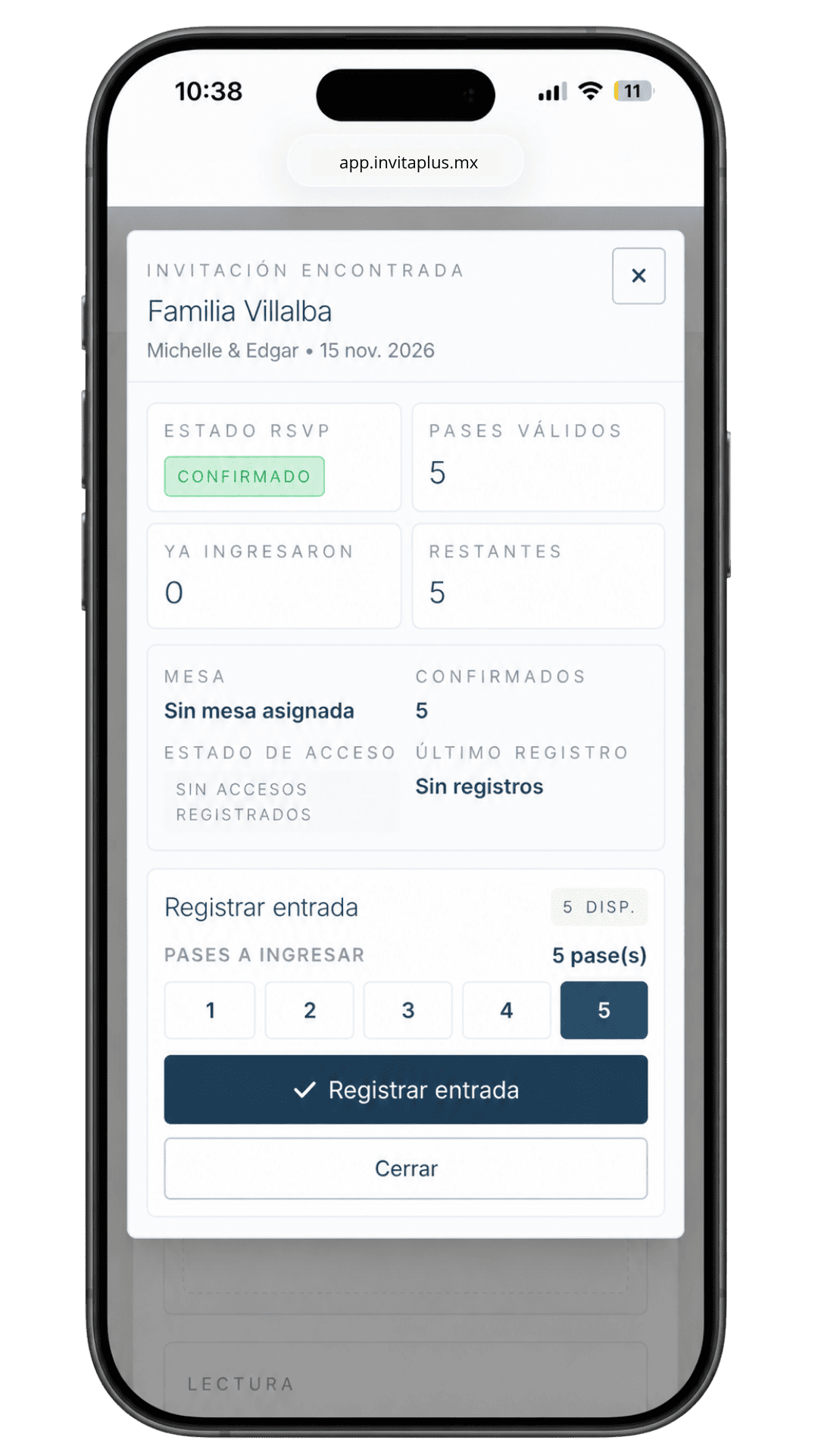 Sistema de QR para control de acceso al evento